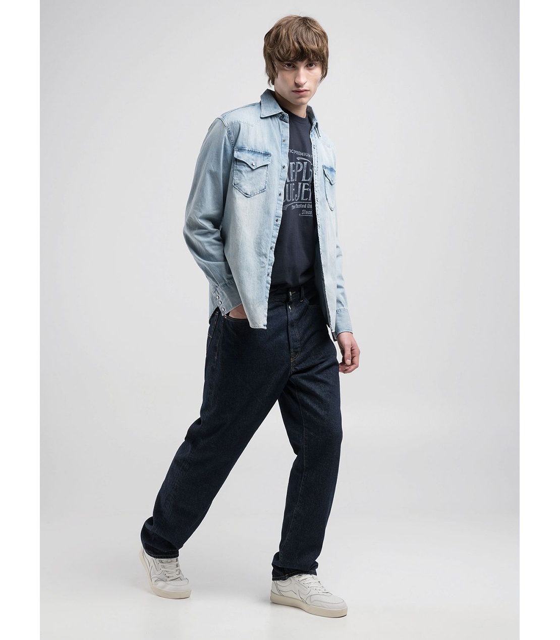 R刺繍入りウエスタンデニムシャツ 詳細画像 ライトブルー 3